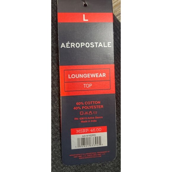 NWT Aeropostale Mens Long Sleeve Raglan Tee Burgundy & Charcoal Size L Comfort L - Picture 5 of 5